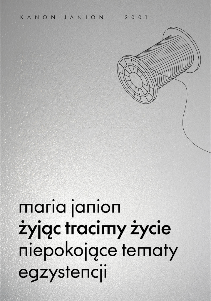 Okładka książki, jako motyw graficzny szpula z nicią