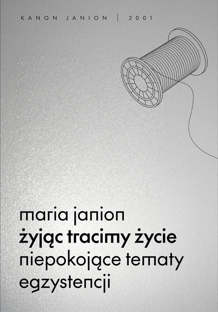 Okładka książki, jako motyw graficzny szpula z nicią